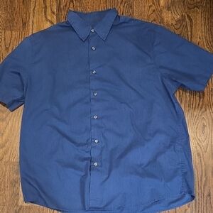 John Ashford Deep Blue Striped Cotton Casual Shirt Mens XL EuC